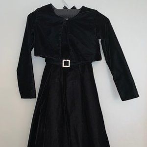 Girls Black Velvet Dress & Jacket